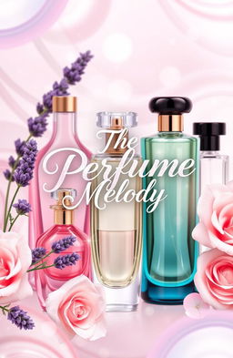 A vibrant Facebook page cover photo for a group named 'The Perfume Melody'