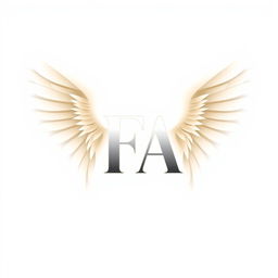 A sleek and modern logo featuring elegant angel wings gracefully arching around the letters 'FA' prominently displayed in the center