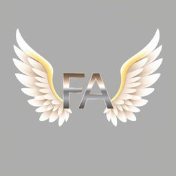 A sleek and modern logo featuring elegant angel wings gracefully arching around the letters 'FA' prominently displayed in the center
