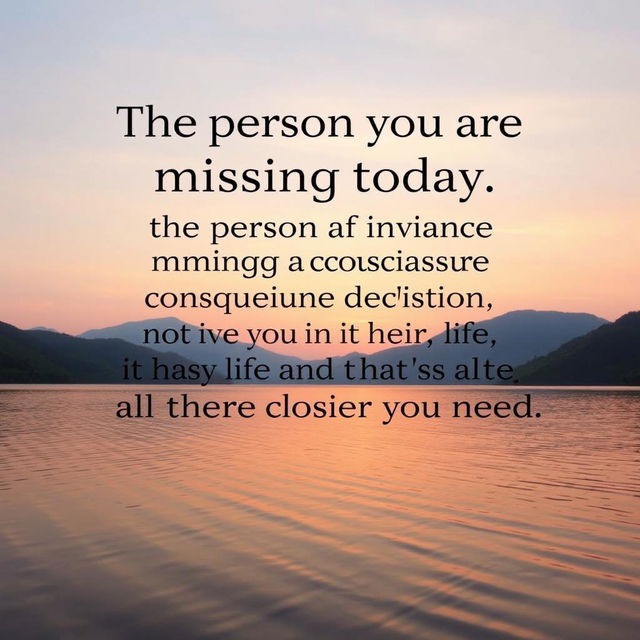 A beautiful and motivational wallpaper featuring the quote: 'The person you are missing today is making a concise decision not to have you in their life and that's all the closure you need