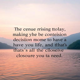 A beautiful and motivational wallpaper featuring the quote: 'The person you are missing today is making a concise decision not to have you in their life and that's all the closure you need