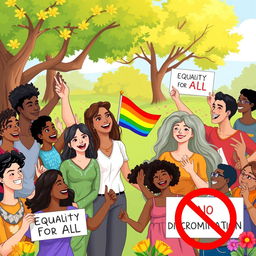 A vibrant and engaging illustration promoting the principles of equality and non-discrimination