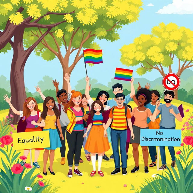 A vibrant and engaging illustration promoting the principles of equality and non-discrimination