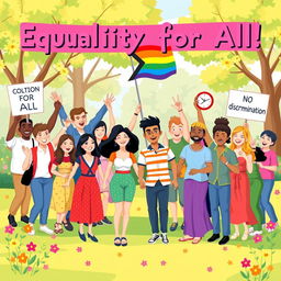 A vibrant and engaging illustration promoting the principles of equality and non-discrimination