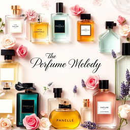 A visually stunning cover photo for a Facebook group named 'The Perfume Melody'