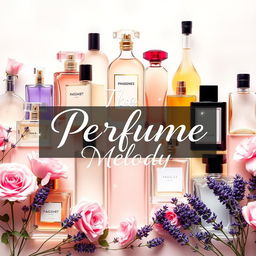 A visually stunning cover photo for a Facebook group named 'The Perfume Melody'