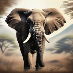 A high-quality digital art piece featuring a majestic elephant