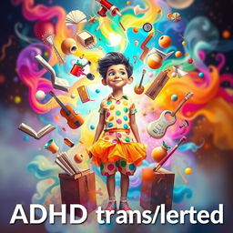 An imaginative representation of 'ADHD transformed,' featuring a vibrant and dynamic scene that symbolizes the unique thought processes and creativity often associated with ADHD