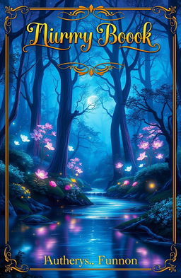 A stunning A3 size book cover featuring an enchanting mystical forest with vibrant colors