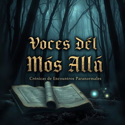 A captivating book cover design for a paranormal investigation theme featuring ancient documents and eerie visuals