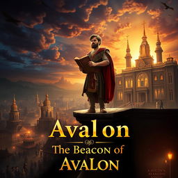 A dramatic and hopeful book cover scene featuring Aaron standing tall on a balcony of a grand palace, which is rebuilt and adorned with shining golden spires