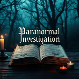 A captivating book cover design for a paranormal investigation theme featuring elements of ancient documents
