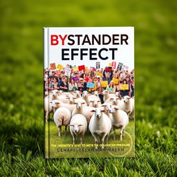 A creative and visually engaging book cover design for the title 'Bystander Effect', represented through the metaphor of sheep