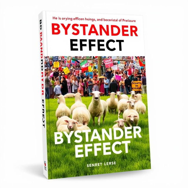 A creative and visually engaging book cover design for the title 'Bystander Effect', represented through the metaphor of sheep
