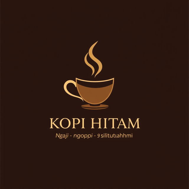 A logo design for 'Majelis KOPI HIITAM' featuring a coffee cup at the center, symbolizing warmth and community