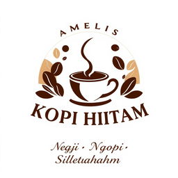 A logo design for 'Majelis KOPI HIITAM' featuring an elegant and contemporary style