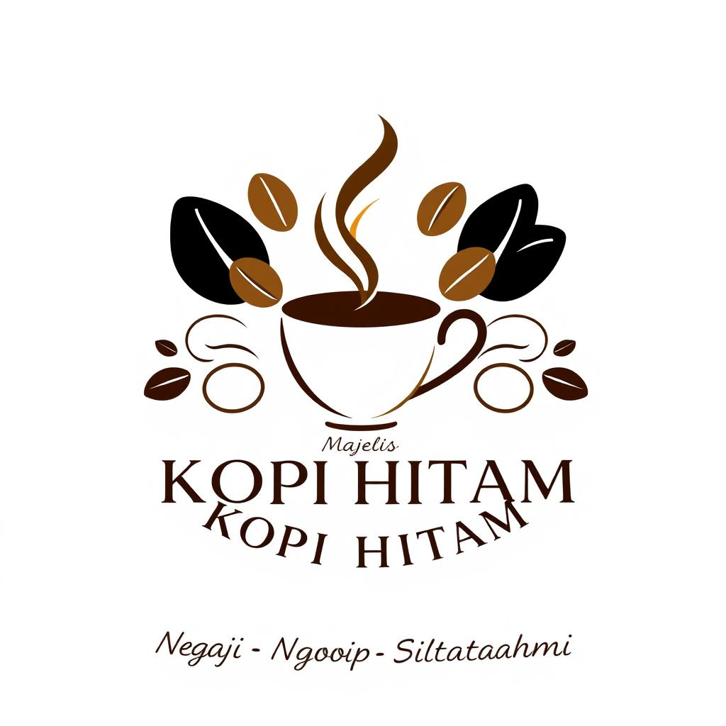 A logo design for 'Majelis KOPI HIITAM' featuring an elegant and contemporary style