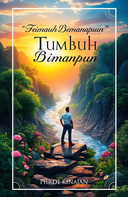 A captivating book cover for a novel titled 'Tumbuh Dimanapun Berada'