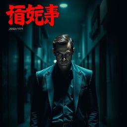 A cinematic movie cover for the film titled '😃', featuring a calm yet menacing vigilante man
