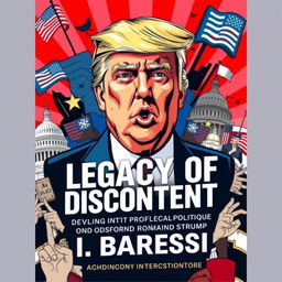 A dynamic book cover for 'Legacy of Discontent' by I