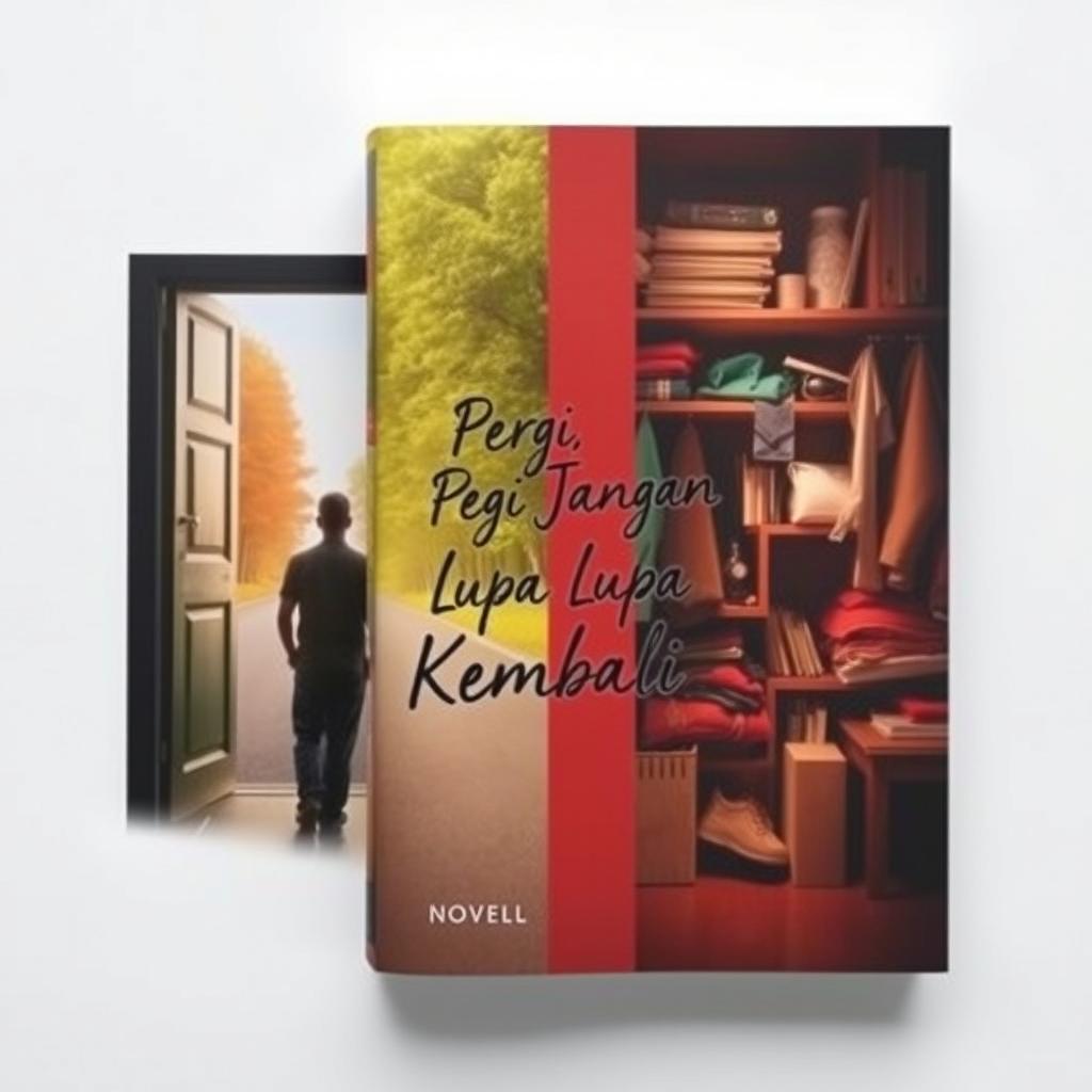 A visually striking book cover for the novel titled 'Pergi Jangan Lupa Kembali'