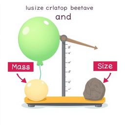 The relationship between size and mass, presented through an educational illustration