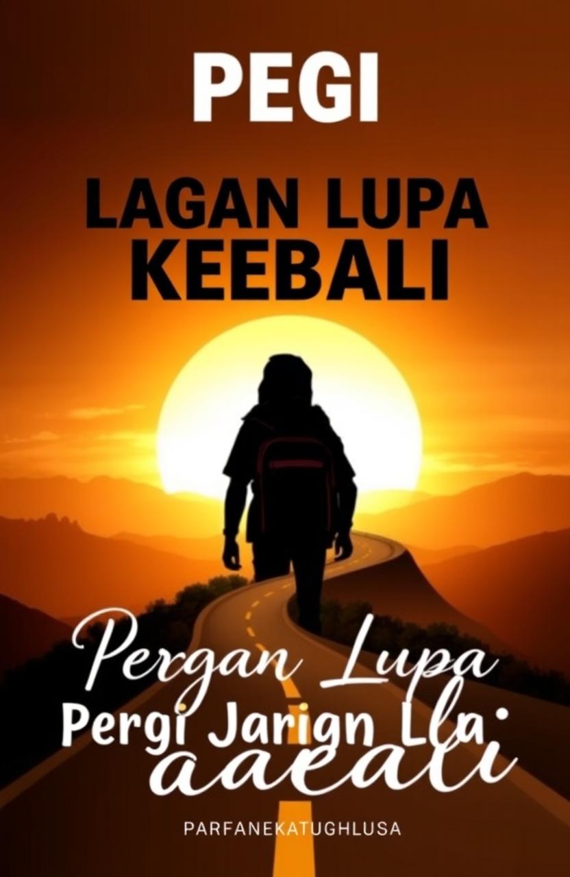 A captivating and artistic book cover design for the title 'Pergi Jangan Lupa Kembali'