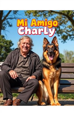 A heartwarming scene featuring a German Shepherd next to a man who appears disheveled and homeless, sitting together on a park bench