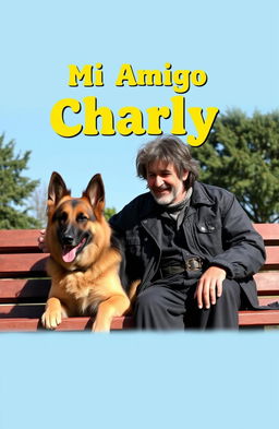 A heartwarming scene featuring a German Shepherd next to a man who appears disheveled and homeless, sitting together on a park bench