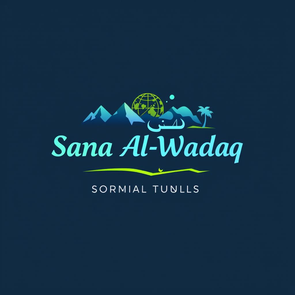 A logo design for a tourism company named 'Sana Al-Wadaq'