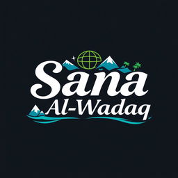 A logo design for a tourism company named 'Sana Al-Wadaq'