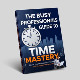 A modern, sleek cover design for 'The Busy Professional’s Guide to Time Mastery'