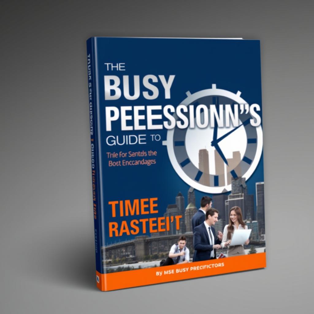 A modern, sleek cover design for 'The Busy Professional’s Guide to Time Mastery'