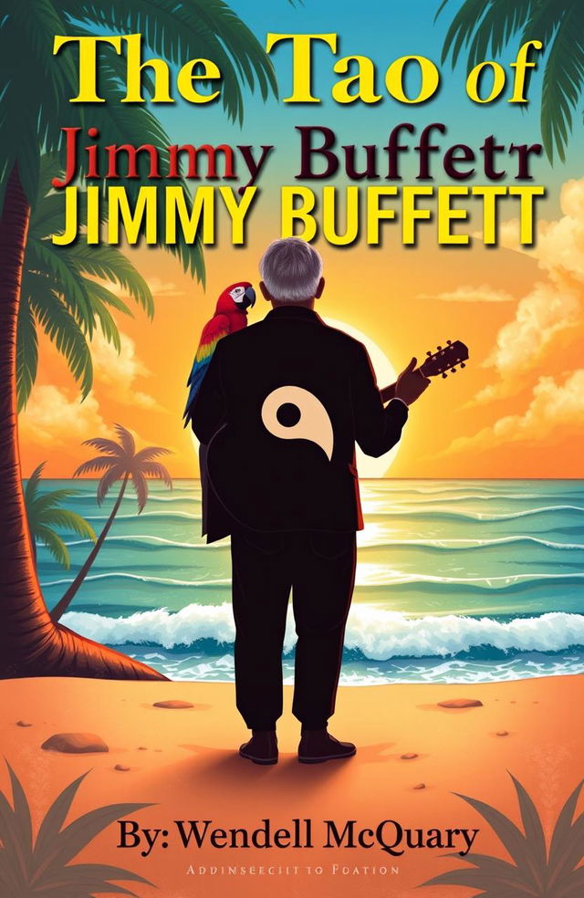 An illustrated cover for 'The Tao of Jimmy Buffett' featuring the title in bold and artistic font at the top