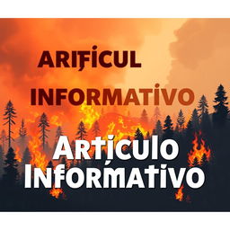 A striking illustration representing the theme of forest wildfires, showcasing dramatic flames consuming trees and forested areas