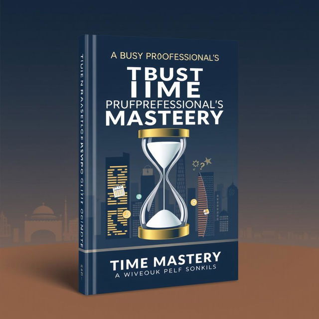 A sleek and modern book cover design titled 'The Busy Professional’s Guide to Time Mastery'