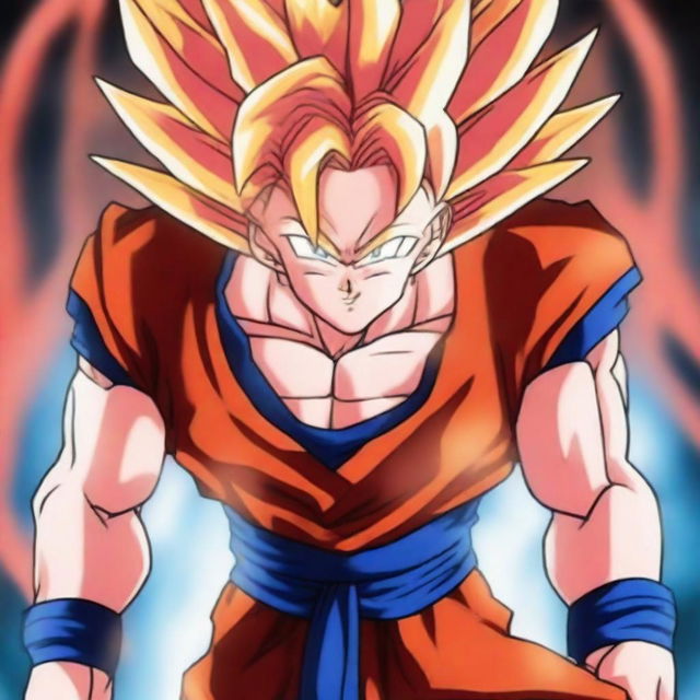 A high-quality, digital art image showcasing a Super Saiyan 4 character from the Dragonball universe