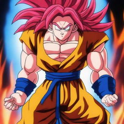 A high-quality, digital art image showcasing a Super Saiyan 4 character from the Dragonball universe