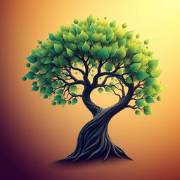 A captivating digital artwork of a tree that incorporates an optical illusion