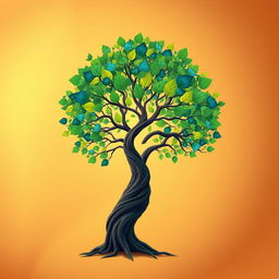 A captivating digital artwork of a tree that incorporates an optical illusion
