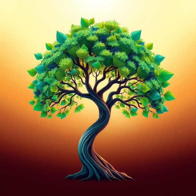 A captivating digital artwork of a tree that incorporates an optical illusion