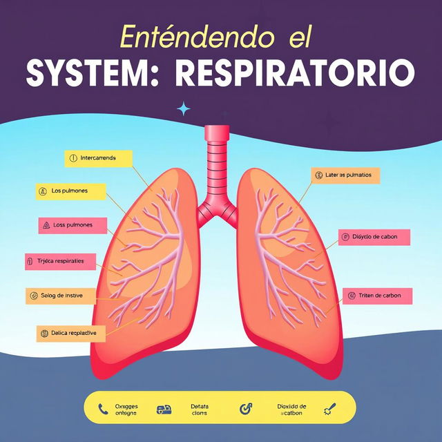 Una portada vibrante e informativa de una infografía sobre el sistema respiratorio