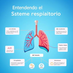 Una portada vibrante e informativa de una infografía sobre el sistema respiratorio