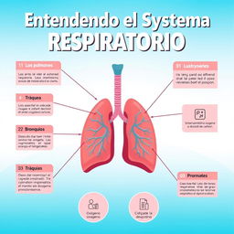 Una portada vibrante e informativa de una infografía sobre el sistema respiratorio