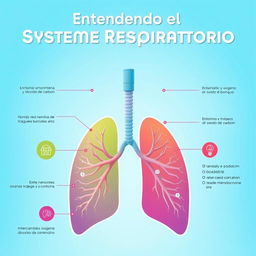 Una portada vibrante e informativa de una infografía sobre el sistema respiratorio