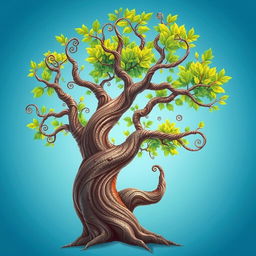 A visually striking illustration of a tree that features an optical illusion