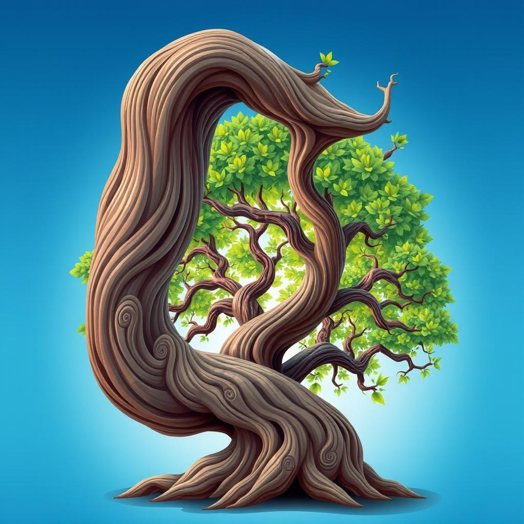 A visually striking illustration of a tree that features an optical illusion