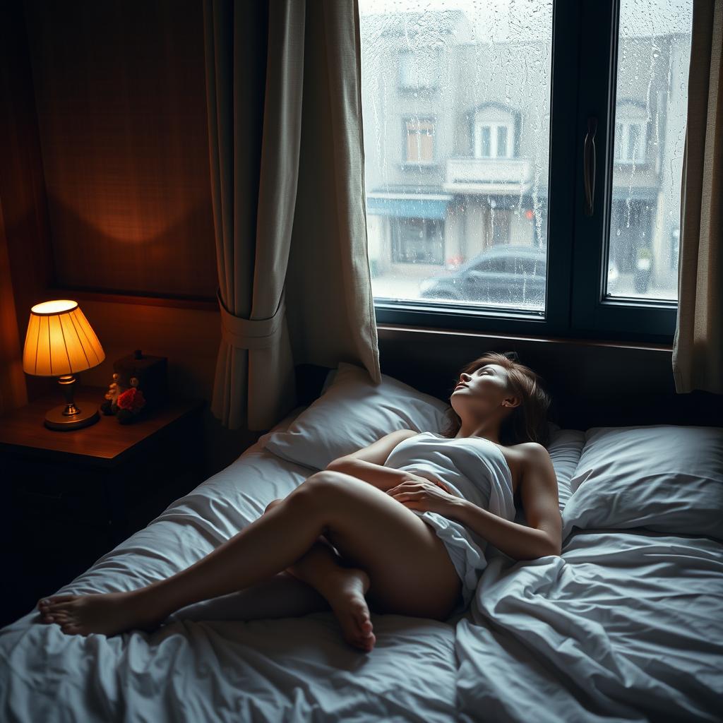 A cozy small room in a Turkish hotel, featuring a bedside table lamp that casts a warm, gentle glow