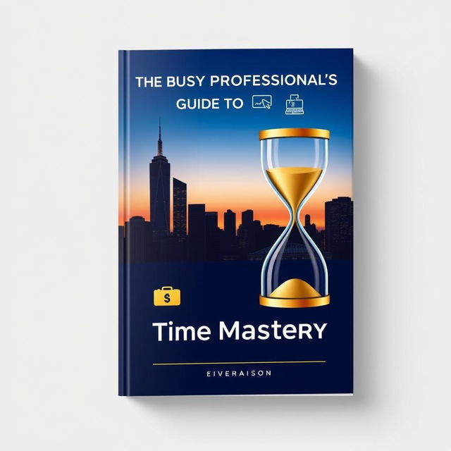 A sleek and modern book cover design titled 'The Busy Professional’s Guide to Time Mastery'