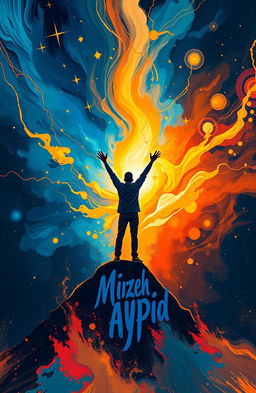 An abstract depiction of unleashed potential, featuring vibrant colors like electric blue, fiery orange, and luminous yellow swirling together in a cosmic explosion